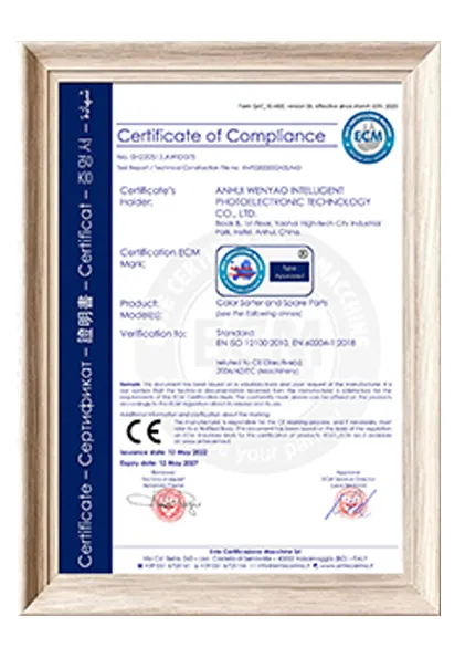 certificates of grain color sorter